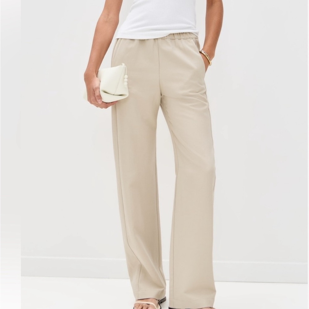 Enza Costa Cream Wide Leg Twill Everywhere Pants